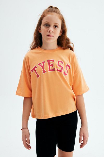 Tyess Bg Store Orangefarbenes T-Shirt für Mädchen 23psstj4542