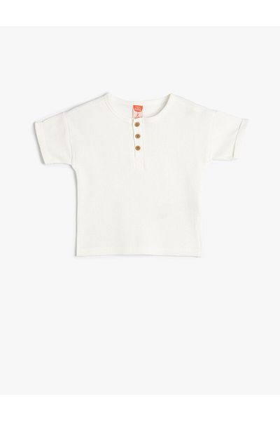 Koton Basic T-Shirt Ribbed Short Sleeve Crew Neck Cotton