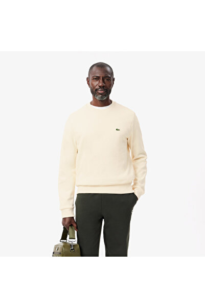 Lacoste Erkek Classic Fit Bisiklet Yaka Krem Sweatshirt