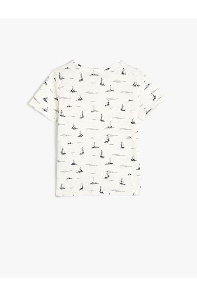 Koton T-Shirt aus bedruckter Baumwolle mit kurzen Ärmeln und Rundhalsausschnitt