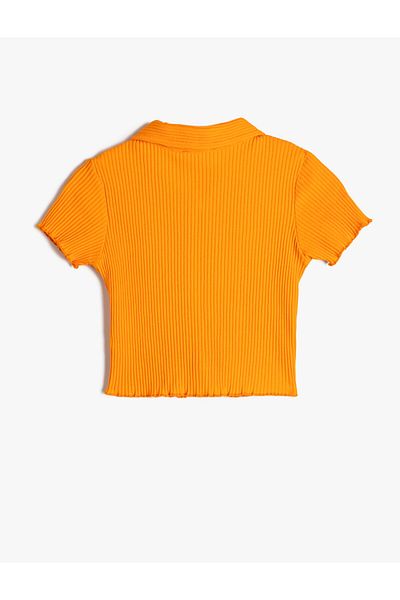 Koton Cotton Polo Neck Ribbed T-Shirt