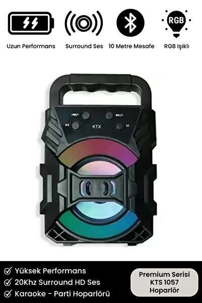 Noriyen Premium Serisi HD Ses Bombası Parti Hoparlörü RGB Işıklı Kablosuz Blu...