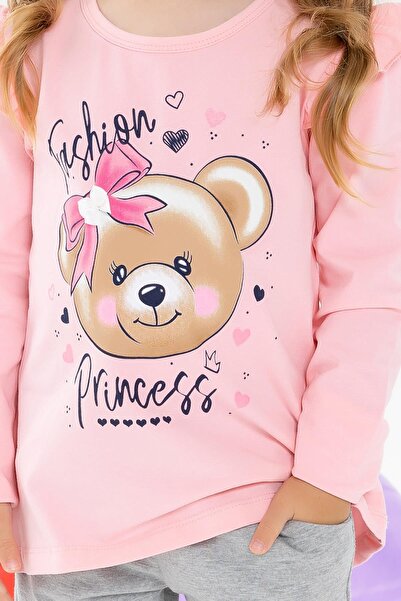 Breeze Pink Tights Set for 1.5-5 Years Old Girls - Bow and Teddy Bear Printed