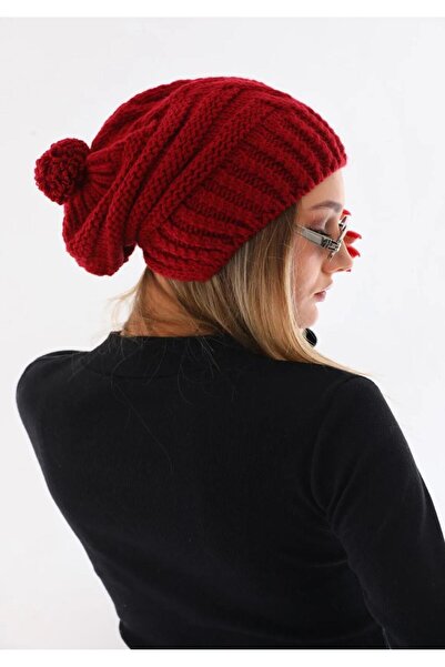 Wearflawless Дамска дебела плетена шапка с помпон