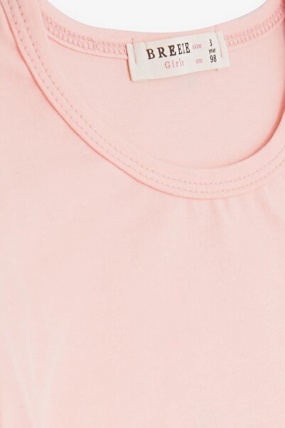 Breeze 9-3 Years Baby Girl Flower Embroidered T-Shirt - Salmon