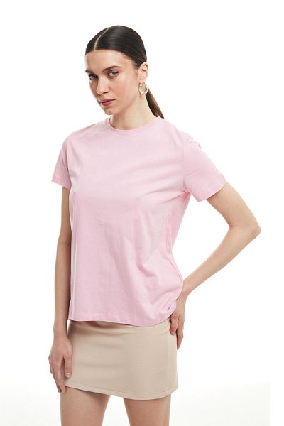 Quzu Short Sleeve Basic T-Shirt Pink