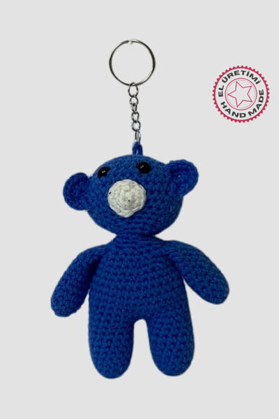 Uretti Birsen 2552 Blue Amigurumi Cute Bear Keychain Handmade