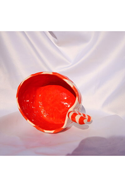 Lily & Loly Ceramics New Year's Series "lollipop" Xl Mug - Mug with Red Candy - Handmade Ceramic Mug 200 Ml