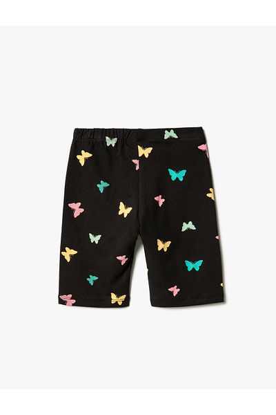 Koton Short Leggings Butterfly Printed Cotton with Elastic Waist
