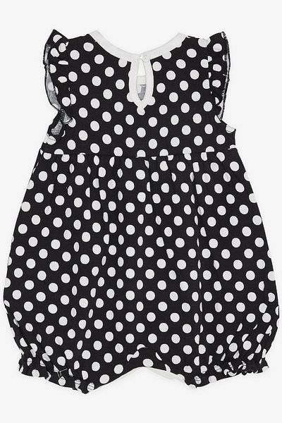 Breeze Baby Girl Short Jumpsuit Polka Dot Bow 4 Months-1.5 Years, Black