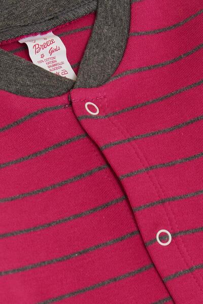 Breeze 0-6 Months Baby Girl Striped Fuchsia Jumpsuit with Booties
