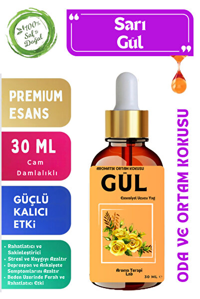 Aroma Terapi Lab Gül -  Saf Esansiyel Yağ - Oda ve Ortam Kokusu - Aromatik Uçucu Yağ 30ML