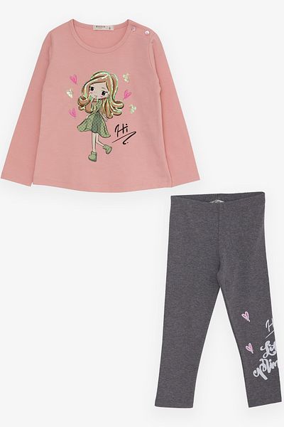 Breeze Girl's Tights Set, Printed, 1.5-5 Years, Salmon