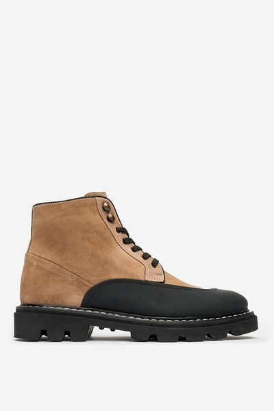 MARCOMEN Men's Thick Sole Lace up Zippered Casual Boots Real Leather Mc 20293 Mink