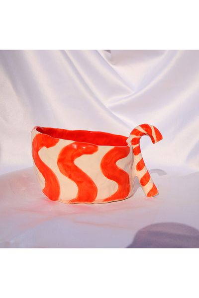 Lily & Loly Ceramics New Year's Series "lollipop" Xl Mug - Mug with Red Candy - Handmade Ceramic Mug 200 Ml