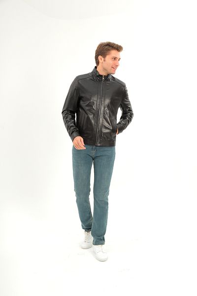 saremod Monaco Model Men's Black Leather Coat
