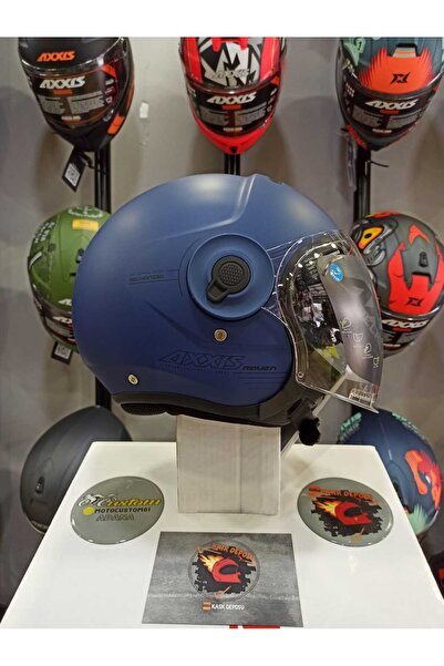 AXXIS Raven SV Mat Mavi Güneş Vizörlü Yarım Kask