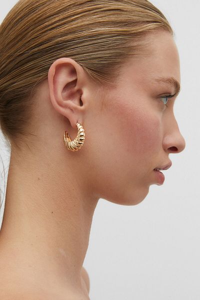 Stradivarius Set of 3 pairs of textured hoops earrings