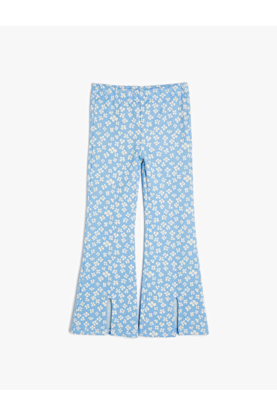 Koton Floral print lepršave helanke - elastični struk i pantalone sa prorezima