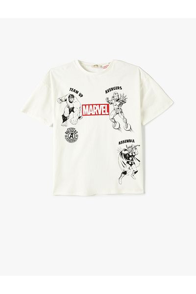 Koton Marvel T-Shirt με άδεια κοντό μανίκι, βαμβακερή λαιμόκοψη