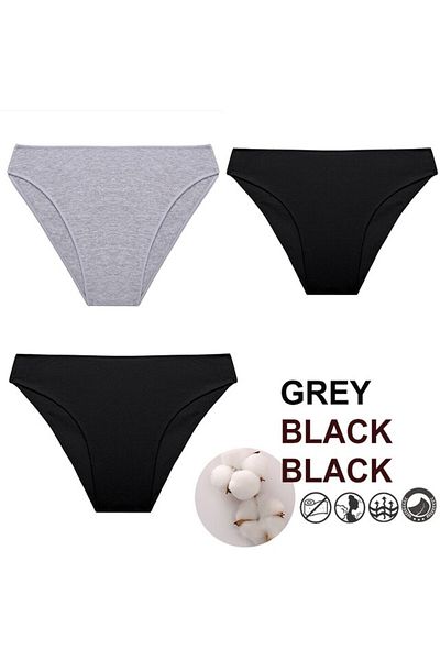 ARMİLLİA DİMODA Chiloți de bikini casual de damă 3 buc țesătură elastică din bumbac pieptănat în pachet premium