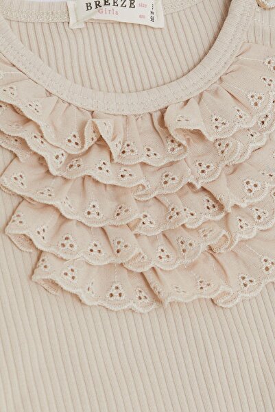 Breeze Beige Baby Girl T-Shirt 9-3 Years with Lacing and Emblem