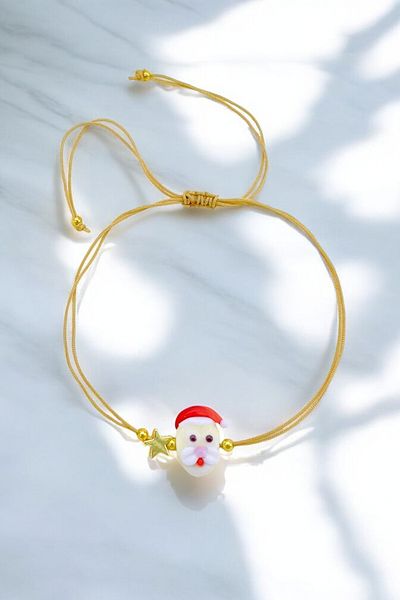 PETEK AKSESUAR Christmas Themed Handmade Glass Murano Anklet Bracelet