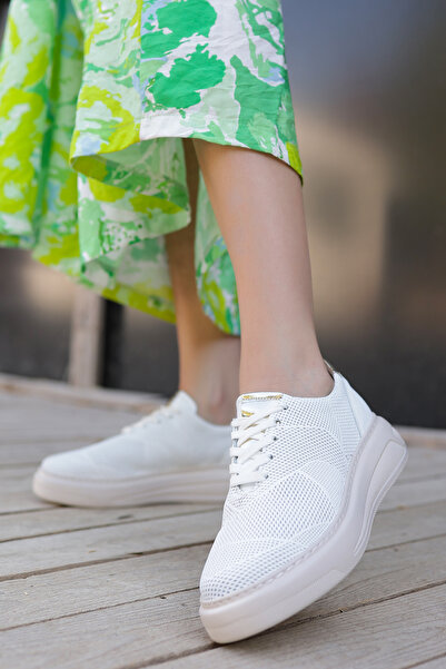 Lizzu Дамски маратонки от естествена кожа в бяло - Divarya