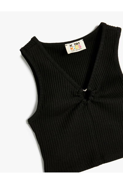 Koton V-Neck Cotton Undershirt with Heart Window Detail