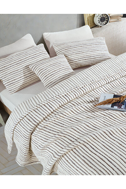 destinyhometex Ултра мека раирана муселинова възглавница - 6 слоя, без ресни, 160x240 см, 1 брой 50x70 см