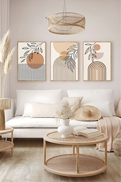 AR AJANS KANVAS TABLO Set abstract de 3 MASA decorativa din MDF boho