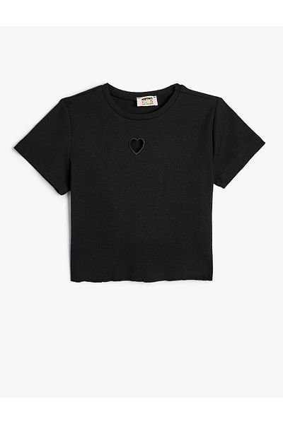 Koton T-Shirt Short Sleeve Crew Neck Heart Window Detailed Camisole