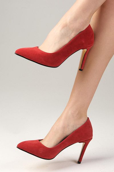 Mio Gusto Elora Rote Stiletto-Schuhe aus echtem Wildleder für Damen