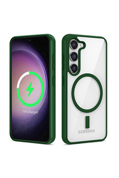 Fibaks Samsung Galaxy S23 Kılıf Magsafe Wireless Şarj Özellikli Tam Koruma Renkli Sert Silikon Ege Kapak