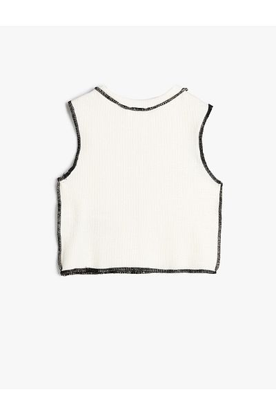 Koton Kurzes Tanktop mit Ziernähten, ärmellos
