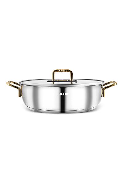 Karaca 30 cm Gold Steel Carnivorous Pot - Macka Induction Base