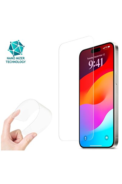 Evax (ESNEK NANO CAM) iPhone 15 Pro Uyumlu Ultra İnce Darbe Korumalı Esnek Na...