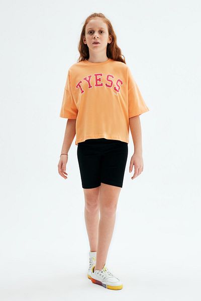 Tyess Bg Store Orangefarbenes T-Shirt für Mädchen 23psstj4542