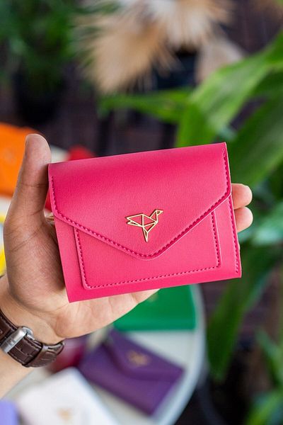 Garbalia Colombia Vegan Leather Mini Fuchsia Women's Wallet with Coin Eyes and Lots of Card Holders