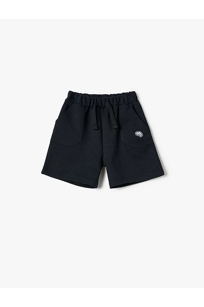 Koton Basic Shorts with Tie Waist and Pockets and Applique Detail