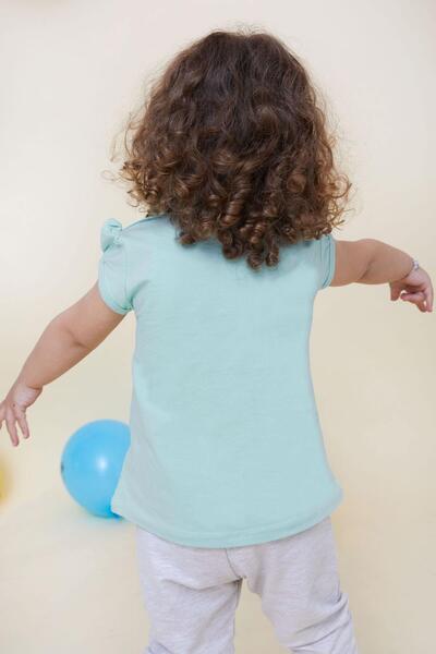 Breeze Baby Girl T-Shirt Butterfly Printed Embroidered 9 Months-3 Years, Water Green