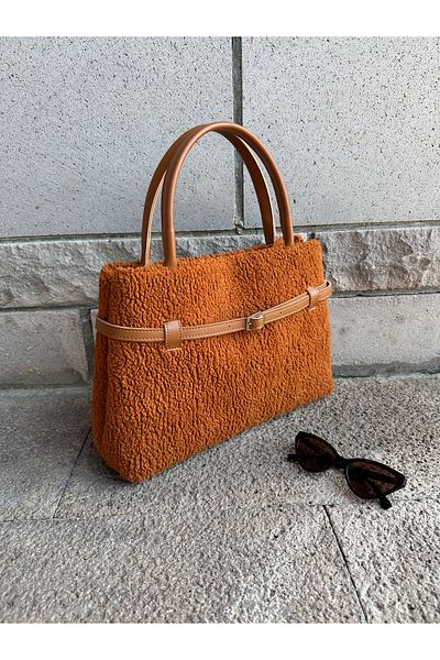NOTHING Tan Plush Belted Magnetic Kate Shoulder Bag