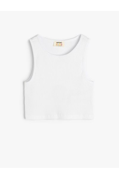 Koton Kurzes Tanktop aus Baumwolle – ärmellos, mit Fensterdetail und gerippt