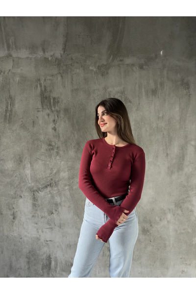 BNK Shop Μπλούζα με μακρύ μανίκι με λεπτομέρεια με κουμπιά