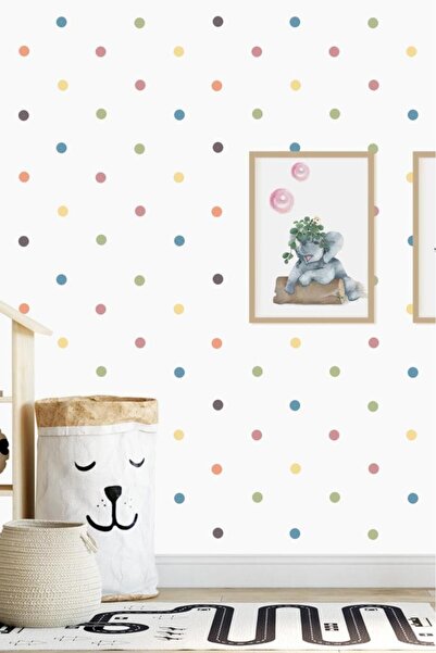 Lizpo Decor 200 قطعة من ملصقات الحائط الملونة المستديرة - تصميم بسيط