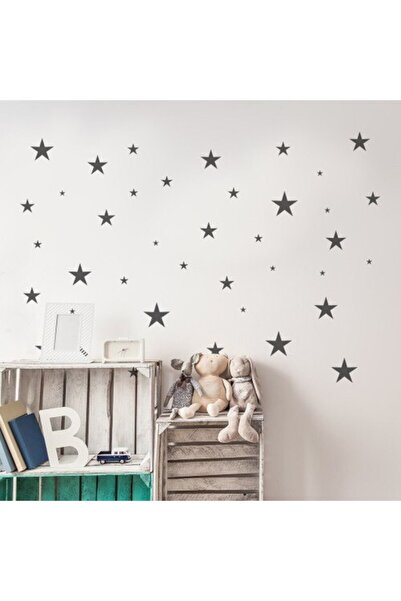 hediyepostası Koyu Gri Yıldız Sticker (3-4-5 Cm Büyüklük - 100 Adet)