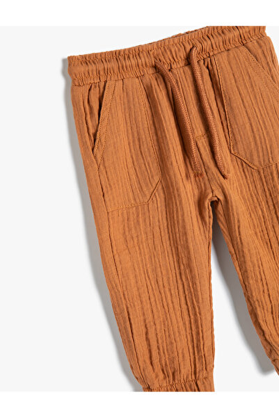 Koton Jogger Pantolon Müslin Kumaş Cep Detaylı Beli Lastikli Dokulu
