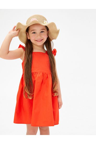 Koton Dress Midi Sleeveless Strap Ruffle Cotton