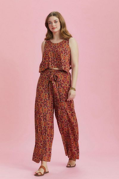 Los banditos Ethnic Patterned Boat Neck Jumpsuit Authentic Plus Size Jumpsuit