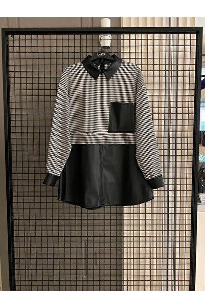 Armine TREND Plaid Patterned Pocket Shirt Collar Tunic